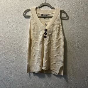 Marled Reunited Clothing ivory Sweater Vest Cable Knit